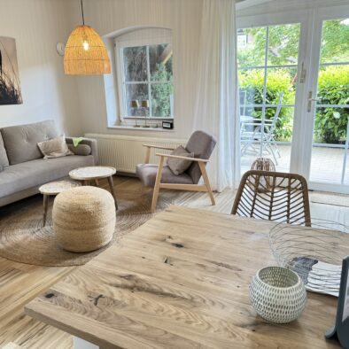 Wohnzimmer der Ferienwohnung Bett in't Kornfeld
