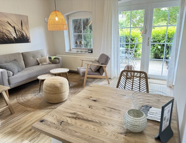 Wohnzimmer der Ferienwohnung Bett in't Kornfeld
