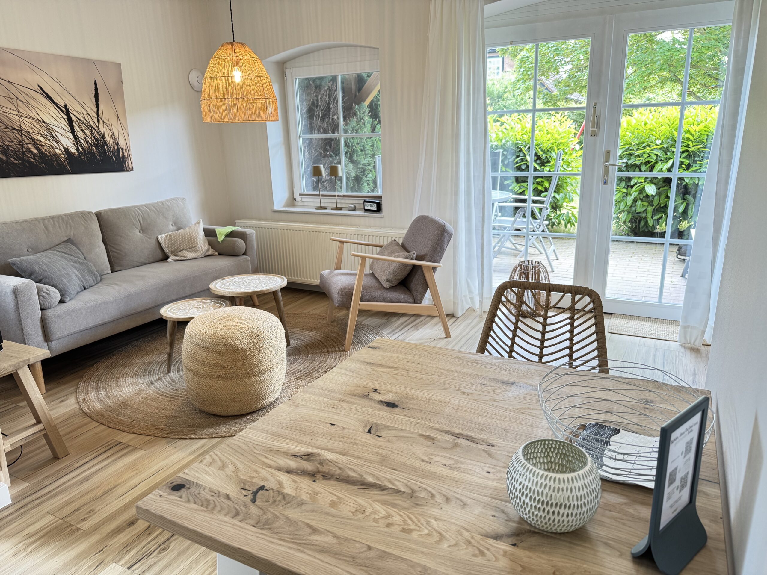 Wohnzimmer der Ferienwohnung Bett in't Kornfeld