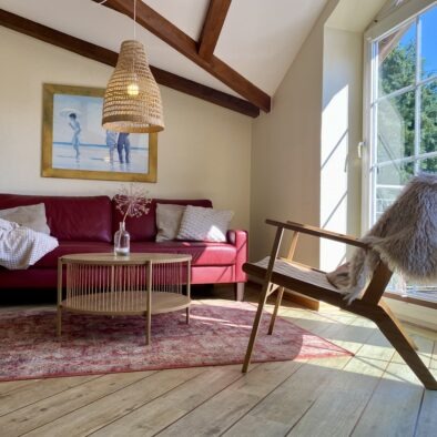 Wohnzimmer der Ferienwohnung Sperlings Lus auf dem Ferienhof Hofbude Fehmarn