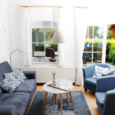 Wohnzimmer der Ferienwohnung Bett in't Kornfeld